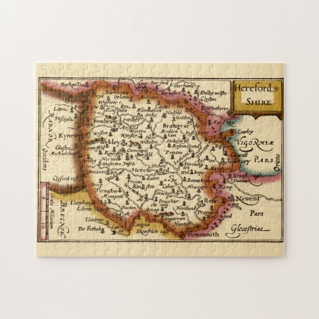 Puzzle Herefordshire Comté Angleterre Ancien Antiquaire C (Horizontal)