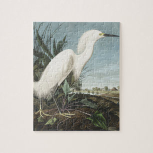 Puzzle Héron de neige ou aigrette blanche des oiseaux d'