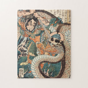 Puzzle Héros suikoden d'Utagawa Kuniyoshi luttant contre