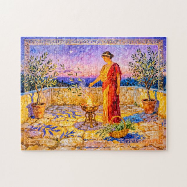Puzzle Hestia allumant un feu sacré sur une terrasse avec (Horizontal)