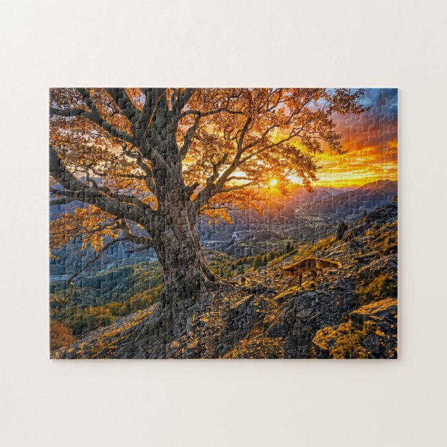Puzzle Hêtre sur coteau avec renard (Horizontal)