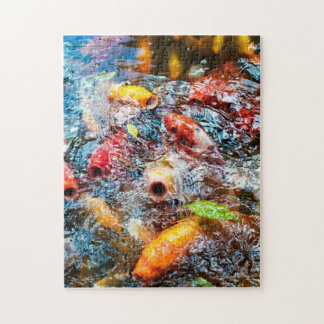 Puzzle Heure du déjeuner affamée de Koi à Byodo-Dans le