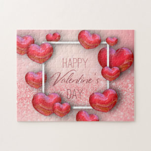 Puzzle Heureuse Sainte-Valentin Red 3D Hearts Parties sci