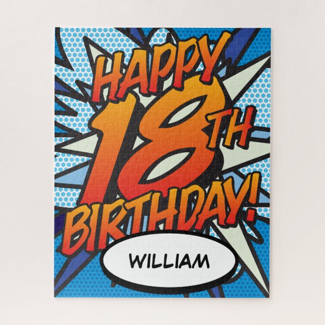 Puzzle HEUREUX 18E ANNIVERSAIRE Fun Retro Comic Book (Vertical)