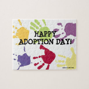 Puzzle heureux de jour d'adoption