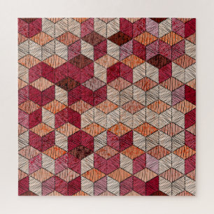 Puzzle Hexagons brodés : Patchwork Bohème Imprimer.