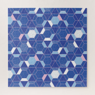 Puzzle Hexagons, triangles : motif abstrait géométrique.
