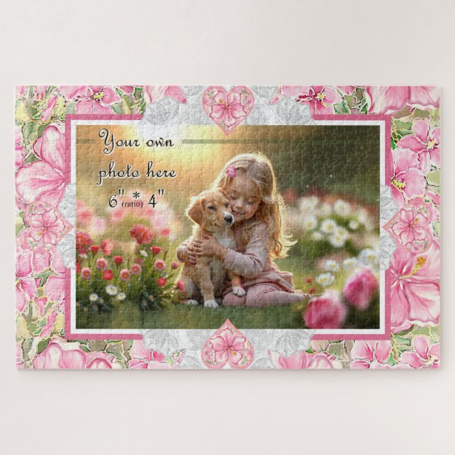 Puzzle Hibiscus & dentelle PINK (Horizontal)