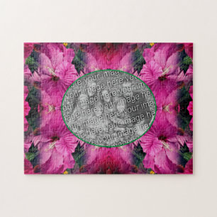 Puzzle Hibiscus rose Cadre Fleur Créer Votre Propre Photo