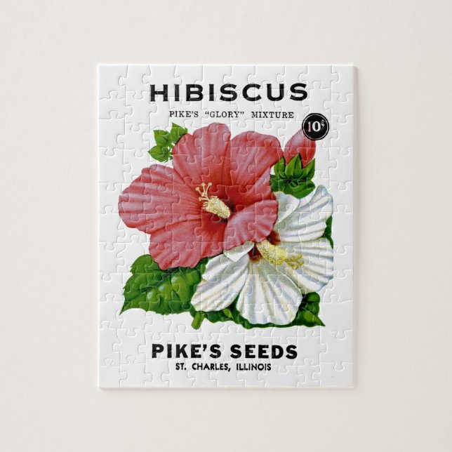 Puzzle Hibiscus Vintage Seed Packet (Vertical)
