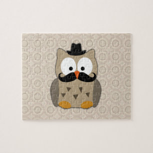 Puzzle Hibou avec la moustache et le casquette