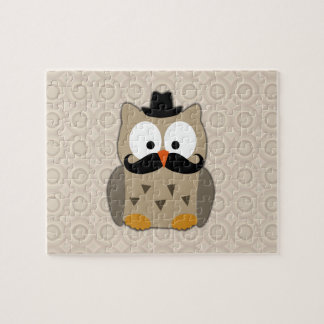 Puzzle Hibou avec Moustache et Casquette