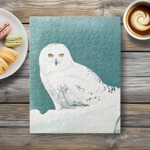Puzzle Hibou blanc ciel arctique hiver neige sarcelle