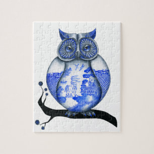 Puzzle Hibou bleu de saule