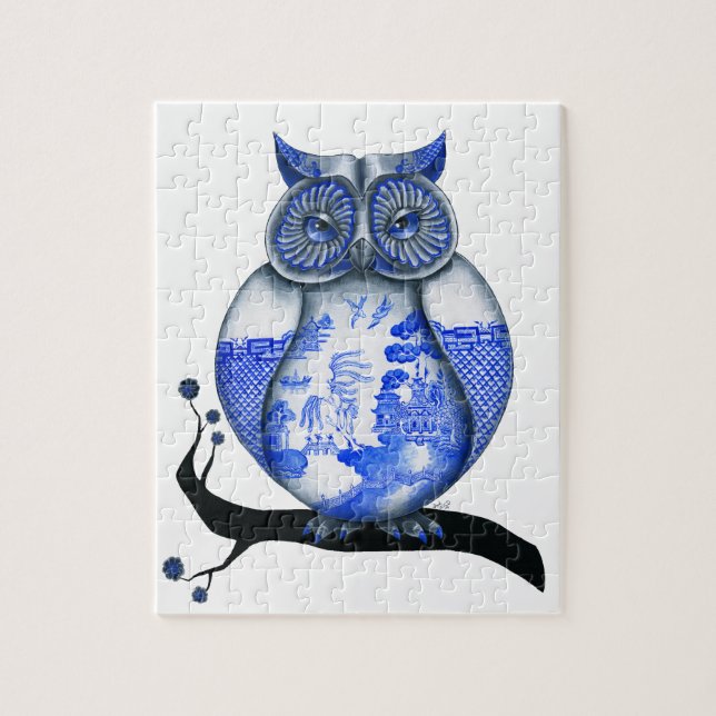 Puzzle Hibou bleu de saule (Vertical)