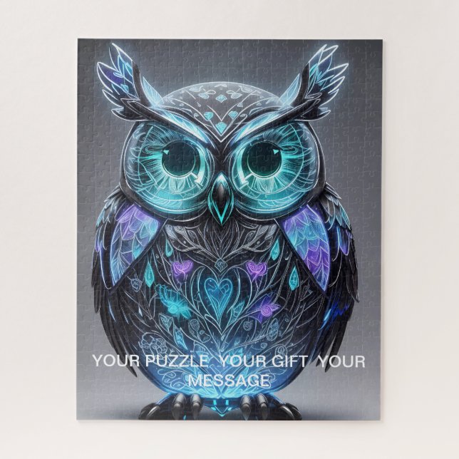 Puzzle Hibou bleu mystique de lumière (Vertical)