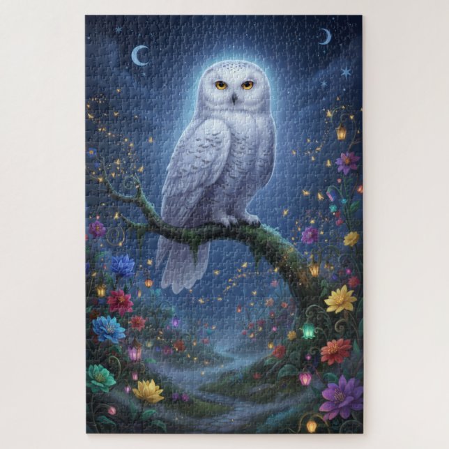 Puzzle Hibou dans un jardin nocturne (Vertical)