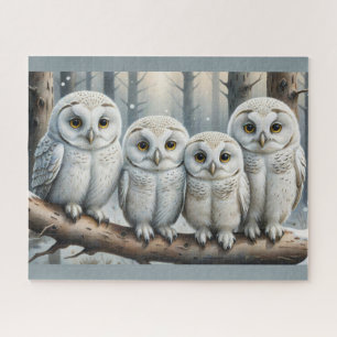 Puzzle hibou de Noël neige d'hiver