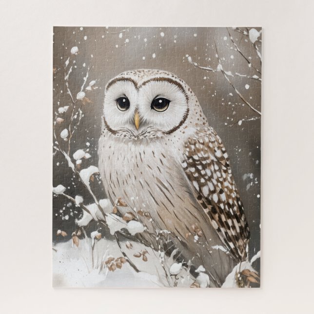 Puzzle Hibou des neiges Hiver Neige (Vertical)