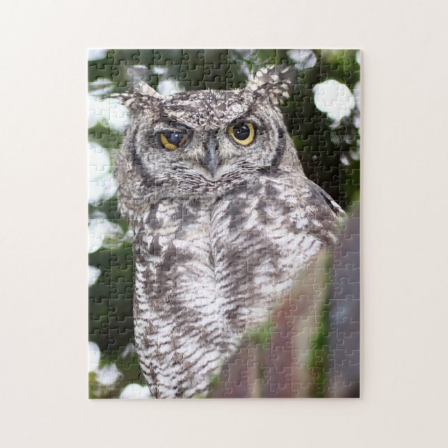 Puzzle Hibou grand duc tacheté oiseau de proie (Vertical)