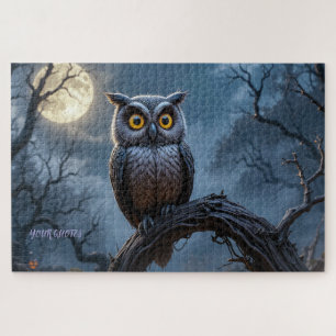 Puzzle Hibou majestueux à grandes oreilles sous la pleine