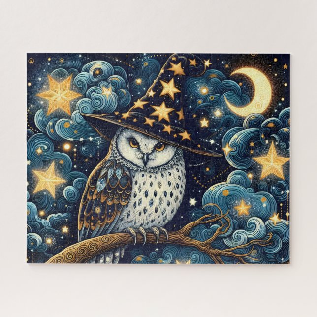 Puzzle Hibou sorcier nuit étoilée (Horizontal)
