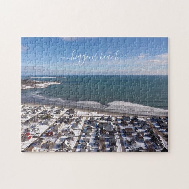 Puzzle Higgins Beach hors saison Oiseaux Hiver Océan (Horizontal)