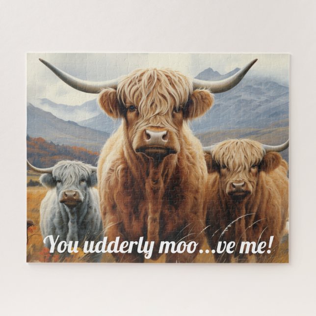 Puzzle Highland Cow Majestic Trio 16 x 20 (Horizontal)