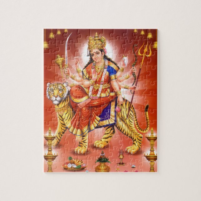 Puzzle Hindu Goddess Durga Tiger (Vertical)