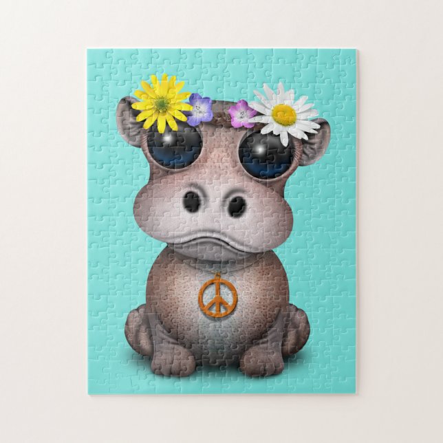 Puzzle Hippie mignonne d'hippopotame de bébé (Vertical)