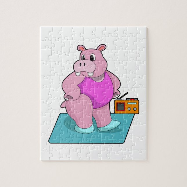 Puzzle Hippo at Fitness with Radio.PNG (Vertical)