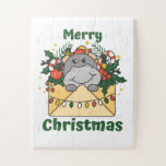 Puzzle Hippo Christmas Letter Winter Animals Hippos<br><div class="desc">Merry Christmas. The hippo at Christmas a Christmas greeting. Funny animals in the letter for the holidays. A sweet Christmas greeting. Hippos are cute animals and perfect for Christmas.</div>