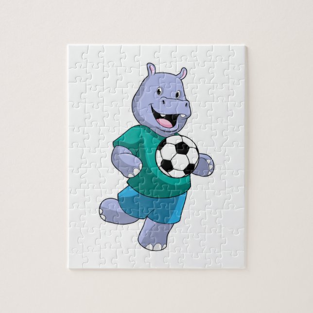 Puzzle Hippo comme joueur de football avec Soccer (Vertical)