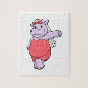 Puzzle Hippo en mariée avec Voile & Bow