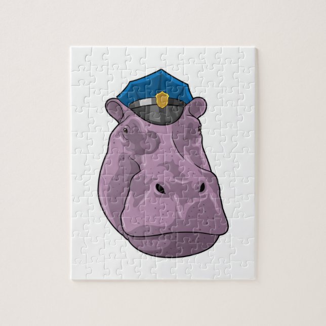 Puzzle Hippo en tant que policier (Vertical)