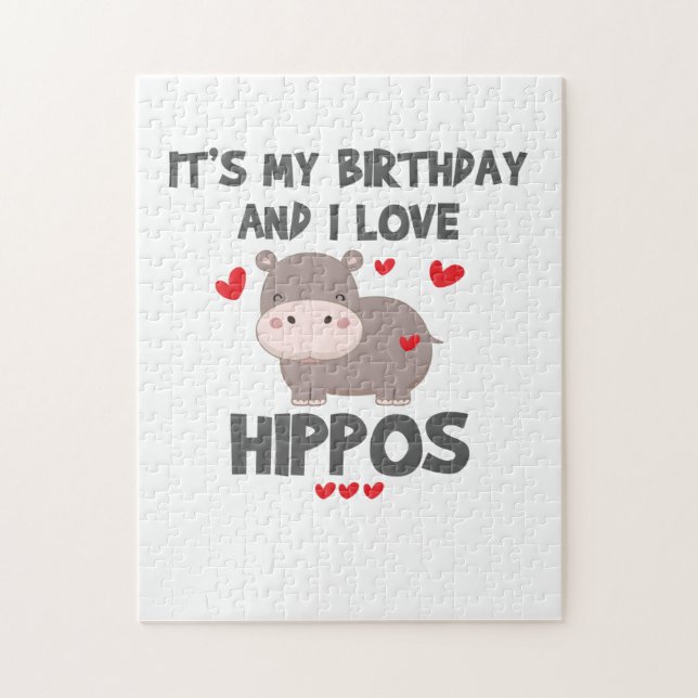 Puzzle Hippo Lover C'est mon anniversaire et j'aime les h (Vertical)