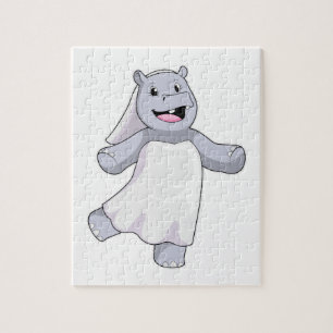 Puzzle Hippo, mariée au voile