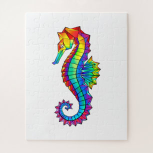 Puzzle Hippocampe polygonal arc-en-ciel