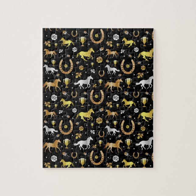 Puzzle Hippodrome de Derby Motif Black Gold (Vertical)