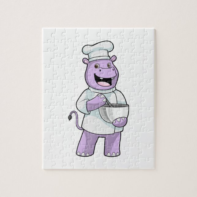 Puzzle Hippopotame en chef avec bol (Vertical)