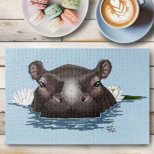 Puzzle Hippopotame Lotus Blanc Bleu