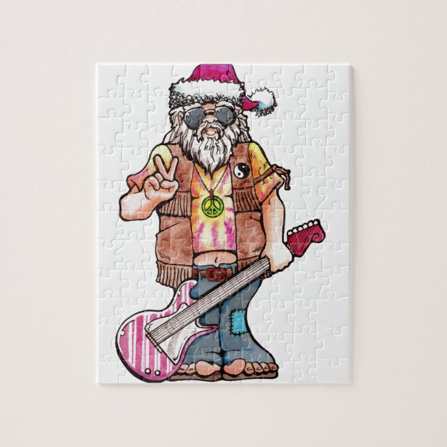 Puzzle Hippy Père Noël dit "Cool Yule" (Vertical)