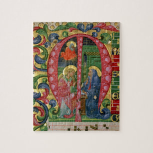 Puzzle Historiated parafent "M" dépeignant l'annonce
