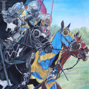 Puzzle historic medieval knights jousting on horses