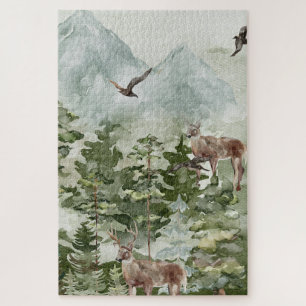 Puzzle Hiver Montagnes Cerfs