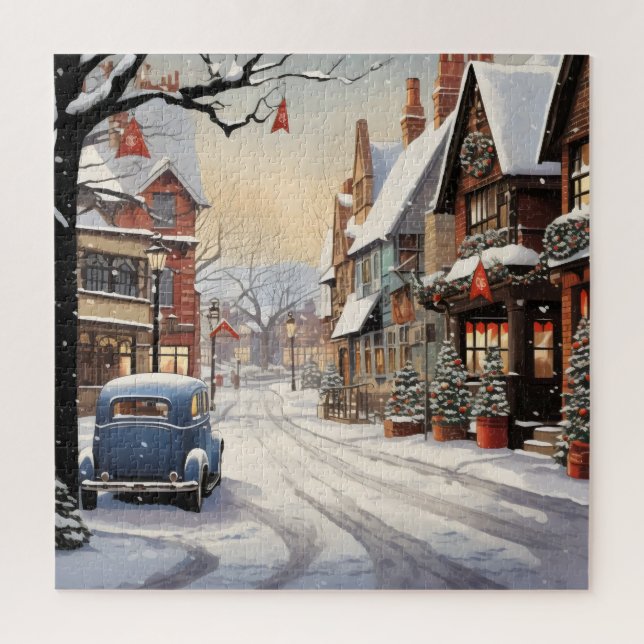 Puzzle Hiver vintage en ville (Vertical)