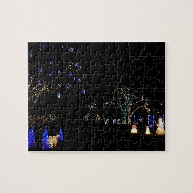 Puzzle Hiver Wonderland Lumières Bleu et blanc Vacances (Horizontal)