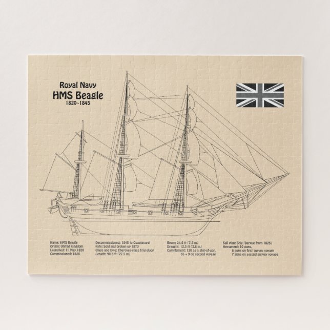 Puzzle HMS Beagle grand navire - plan d'expédition SD (Horizontal)