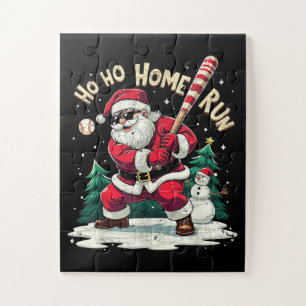 Puzzle Ho Ho Home Run Père Noël Vintage Jouant au Basebal