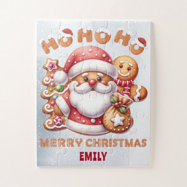 PUZZLE HO HO| MERRY CHRISTMAS| NOM DE L'ENFANT (Vertical)